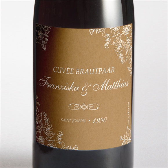 Flaschenetikett Hochzeit Weiße Blüten ref.N3001395