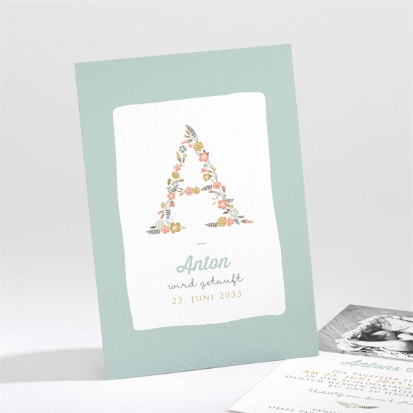 Einladung Taufe Blumenalphabet Junge ref.N211148