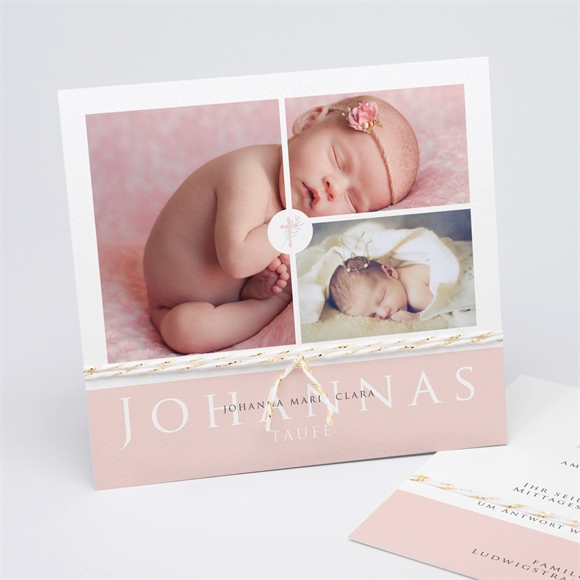 Einladung Taufe Rosa Poetik ref.N311205