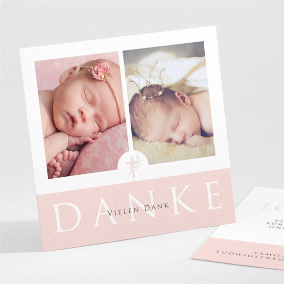 Dankeskarte Taufe Rosa Poetik ref.N30137