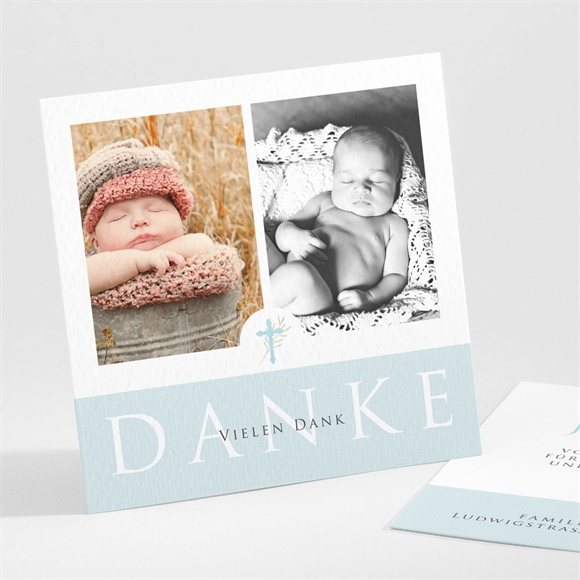 Dankeskarte Taufe Blaue Poetik ref.N30138