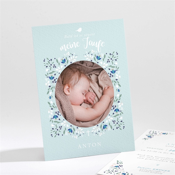 Einladung Taufe Zarte blaue Blumen ref.N211150