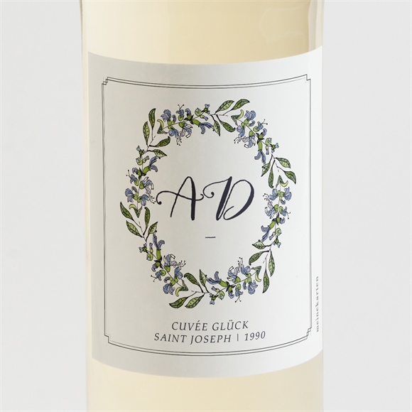 Flaschenetikett Hochzeit Retrokranz ref.N3001414