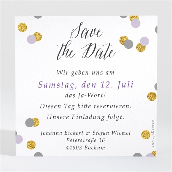Save the Date Karte Konfettiregen ref.N3001415
