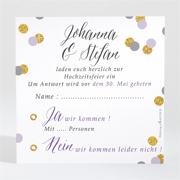 Antwortkarte Hochzeit konfettiregen