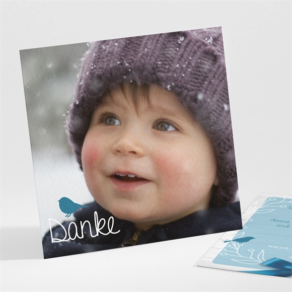 Dankeskarte Taufe Blaue Schleife ref.N30141