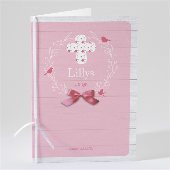 Kirchenheft Taufe Rosa Schleife ref.N49124