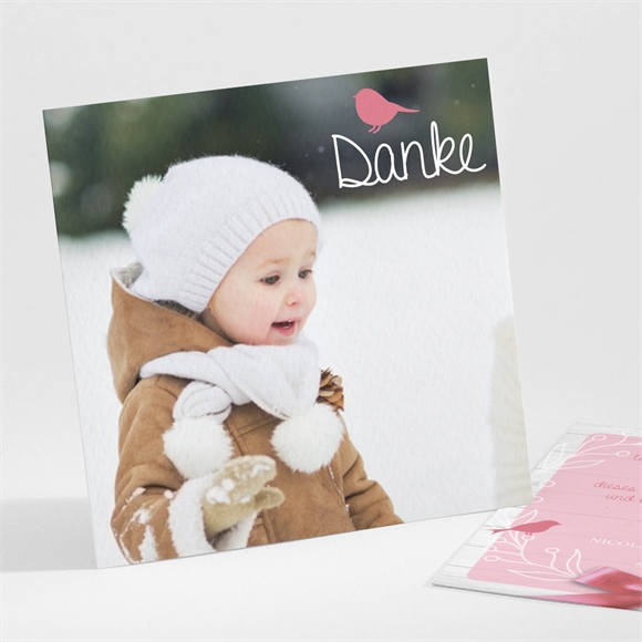 Dankeskarte Taufe Rosa Schleife ref.N30142