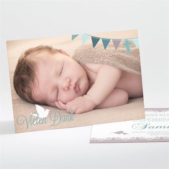 Dankeskarte Taufe Vogelgesang Junge ref.N111200