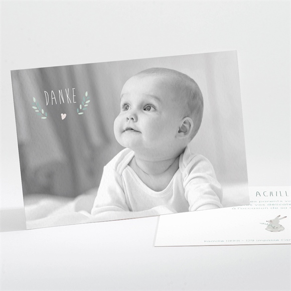 Dankeskarte Geburt Waldtiere Grün ref.N111201