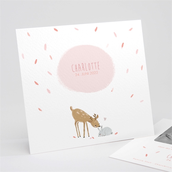 Geburtskarte Waldtiere Rosa ref.N311210