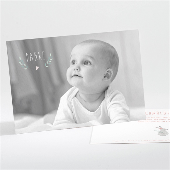 Dankeskarte Geburt Waldtiere Rosa ref.N111202