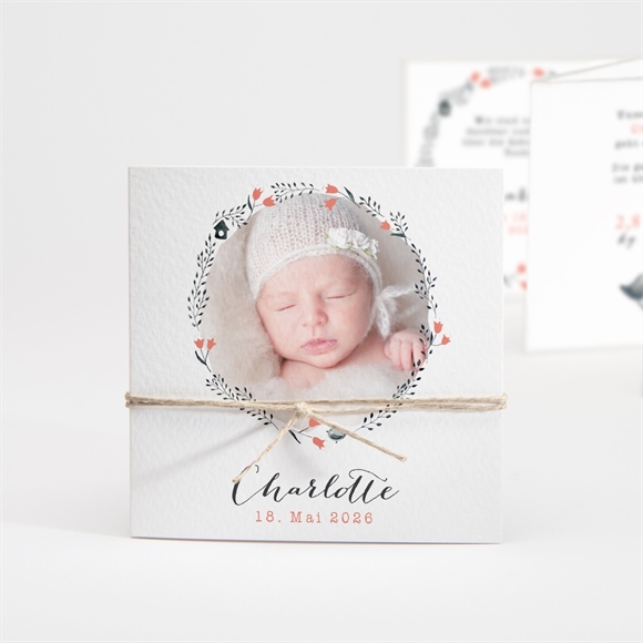 Geburtskarte Blumenkranz Rosa ref.N83112
