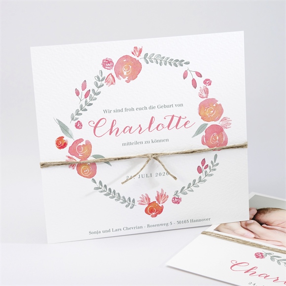 Geburtskarte Mohnblumen Kranz ref.N311217