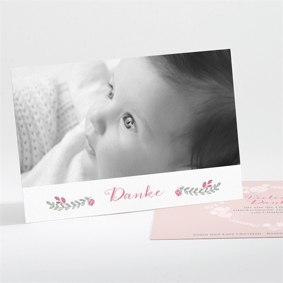 Dankeskarte Geburt Mohnblumen Kranz ref.N111212