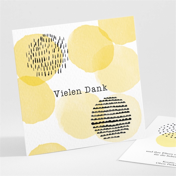 Dankeskarte Geburt Gelbe Tupfen ref.N30150