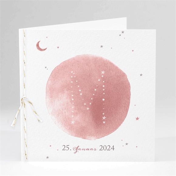 Geburtskarte Sternenhimmel Rosa ref.N45197