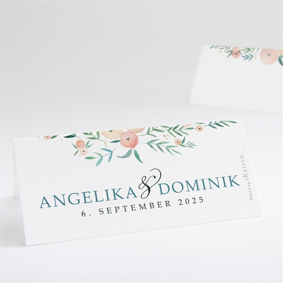 Tischkarte Hochzeit wilde rose