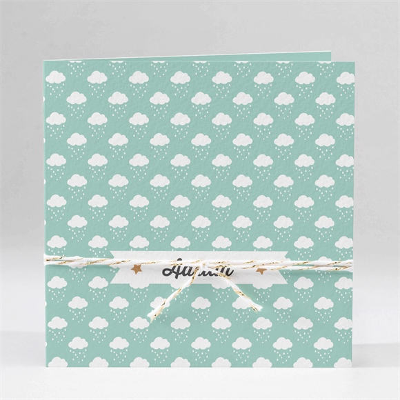 Geburtskarte Schneewolken Grün ref.N451115