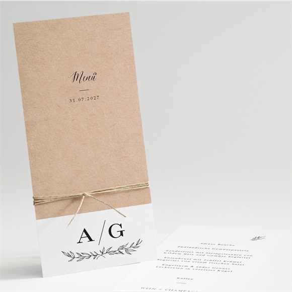 Menükarte Hochzeit Schick mit Schleife ref.N22162