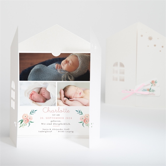 Geburtskarte Glückshäuschen ref.N91047