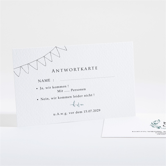 Antwortkarte Hochzeit Blätterkranz mit Farbenspiel ref.N16106