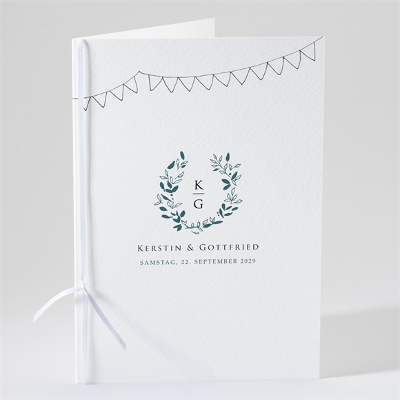 Kirchenheft Hochzeit Blätterkranz mit Farbenspiel ref.N49180