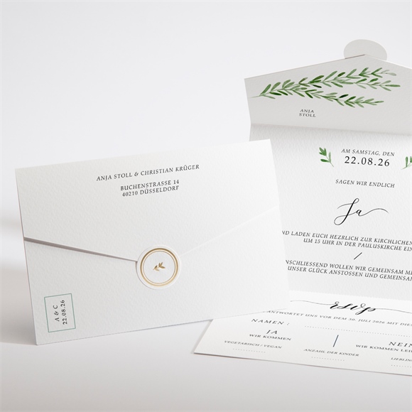 Hochzeitseinladung Feiner Lorbeer ref.N97106