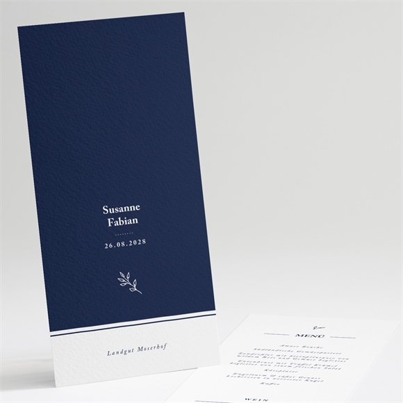 Menükarte Hochzeit Schick in Blau ref.N22171