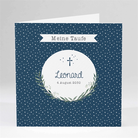 Einladung Taufe Pünktchen blau ref.N451126