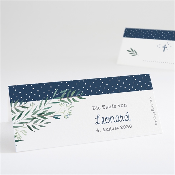 Tischkarte Taufe Pünktchen blau ref.N440696