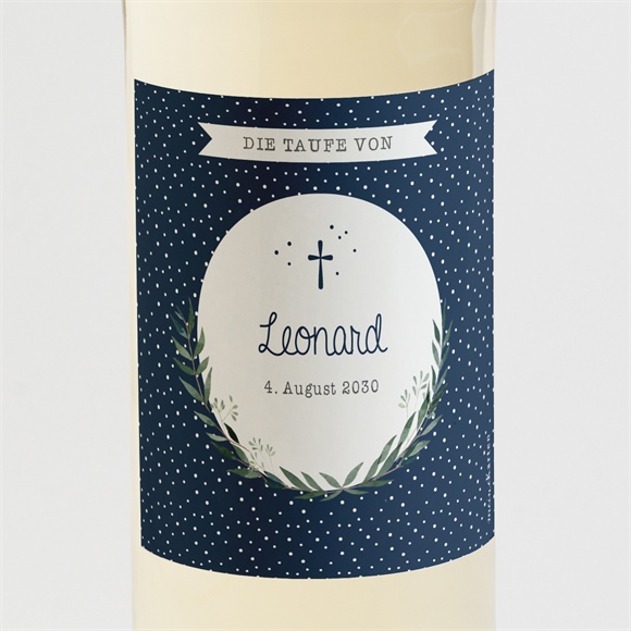 Flaschenetikett Taufe pünktchen blau