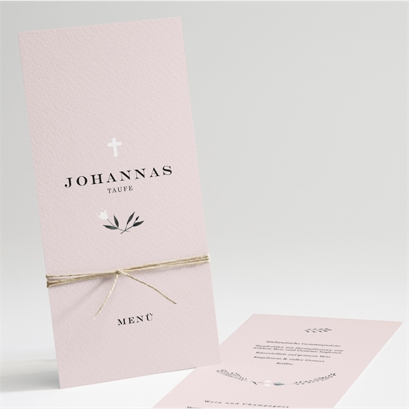 Menükarte Taufe Ring der Natur Rosa ref.N22177