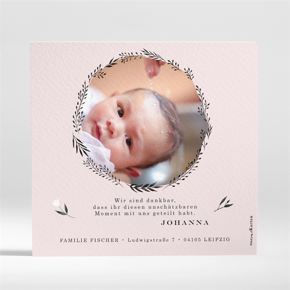 Dankeskarte Taufe Ring der Natur Rosa ref.N31014