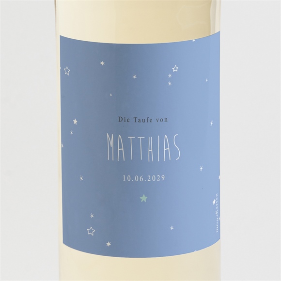 Flaschenetikett Taufe Unser Star blau ref.N3001522