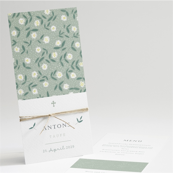 Menükarte Taufe Blätter im Wind ref.N22182