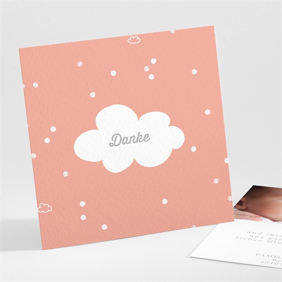 Dankeskarte Geburt Kleine Wolke Rosa ref.N30187