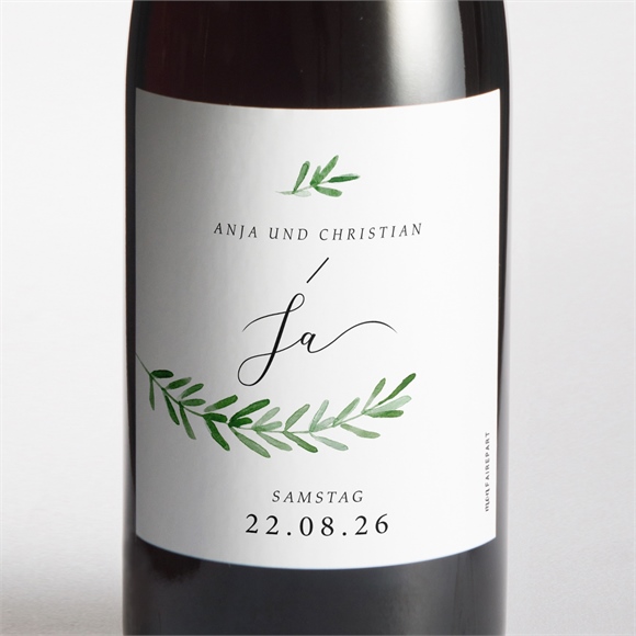 Flaschenetikett Hochzeit Feiner Lorbeer ref.N3001539