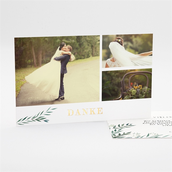 Dankeskarte Hochzeit Olivenzweig - Gold ref.N17104