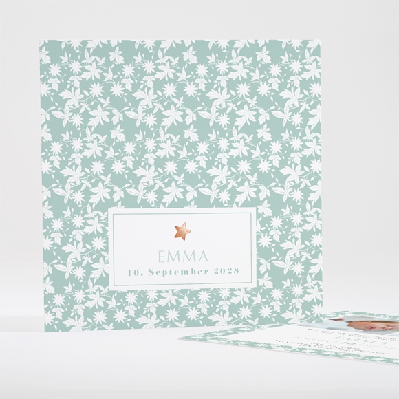 Geburtskarte Blätter und Sterne ref.N35105