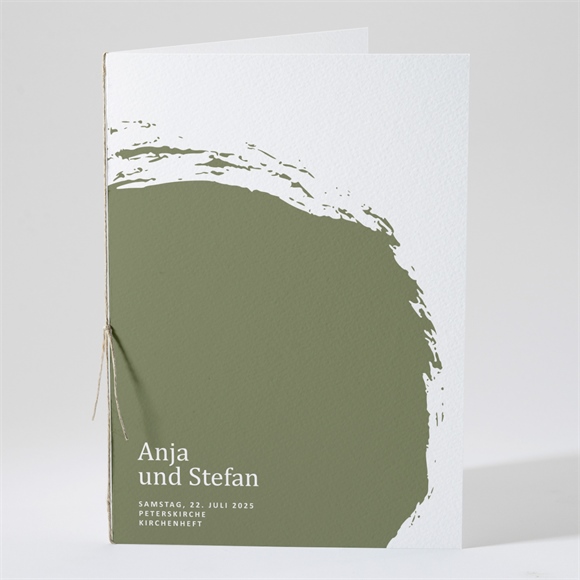 Kirchenheft Hochzeit Olivfarbener Pinselstrich ref.N491117