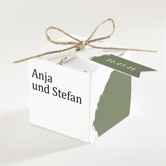 Geschenkbox Hochzeit Olivfarbener Pinselstrich ref.N340211