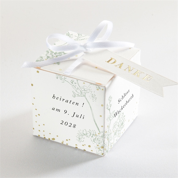 Geschenkbox Hochzeit Farn - Gold ref.N340214