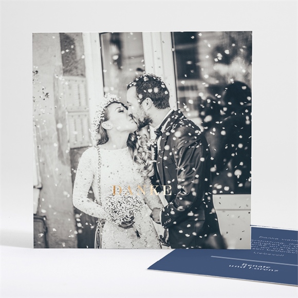 Dankeskarte Hochzeit Blauer Pinselstrich ref.N35120