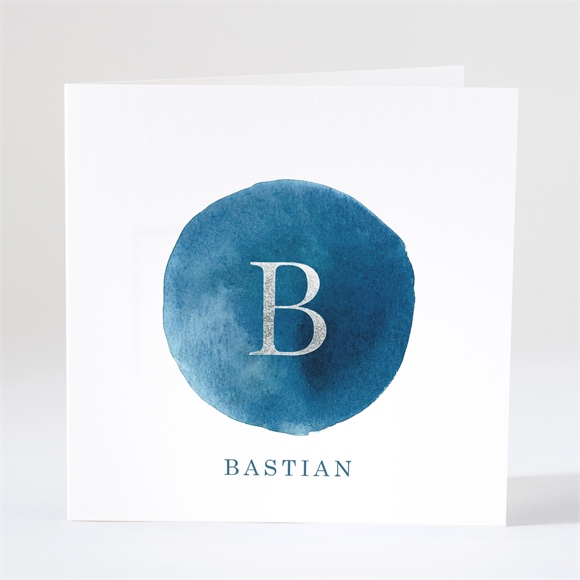 Geburtskarte Silber und Aquarell ref.N46108