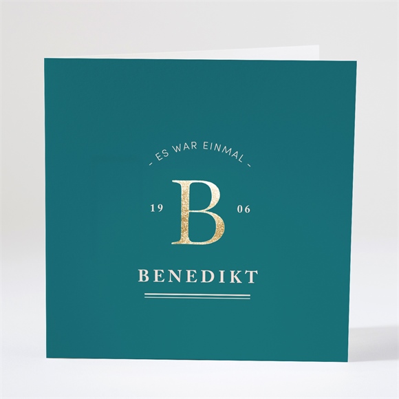 Geburtskarte Vergoldetes Initial - Smaragd ref.N46110