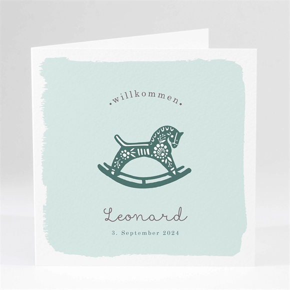 Geburtskarte Schaukelpferd Junge ref.N46113