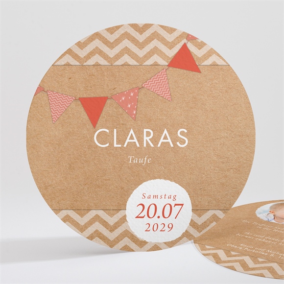 Einladung Taufe Rosa Girlande ref.N321137