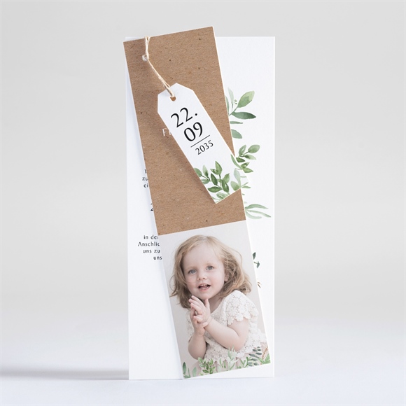 Einladung Taufe Kraftpapier und Pflanzenmotiv ref.N93113