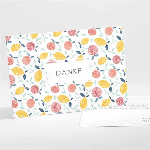 Dankeskarte Geburt Zitrusfrüchte ref.N111262